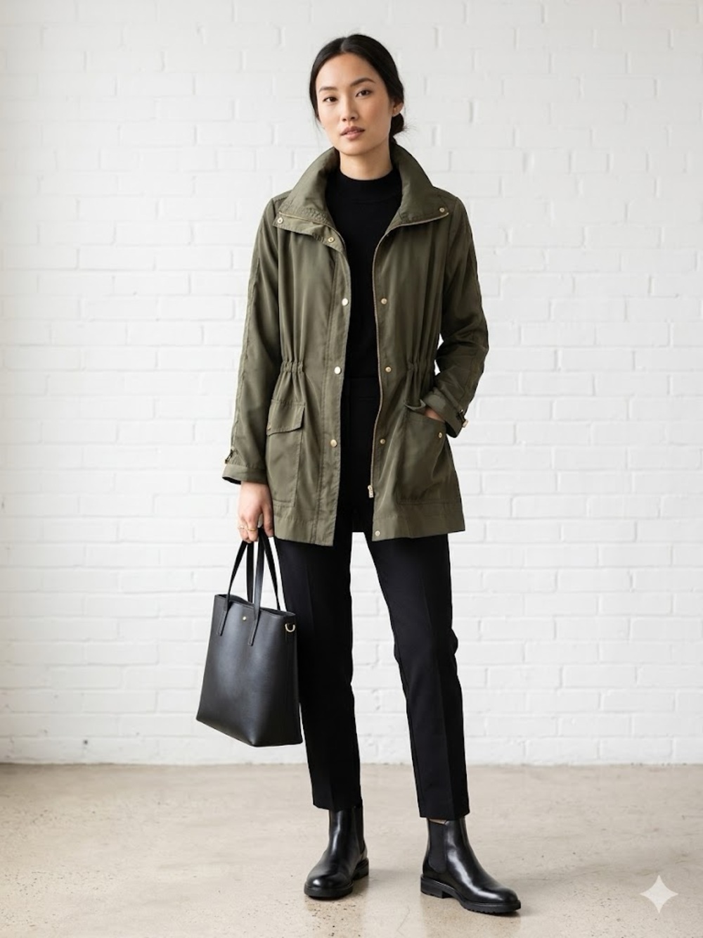Jones New York Sport Olive Green Gorpcore Cinched Utility Jacket